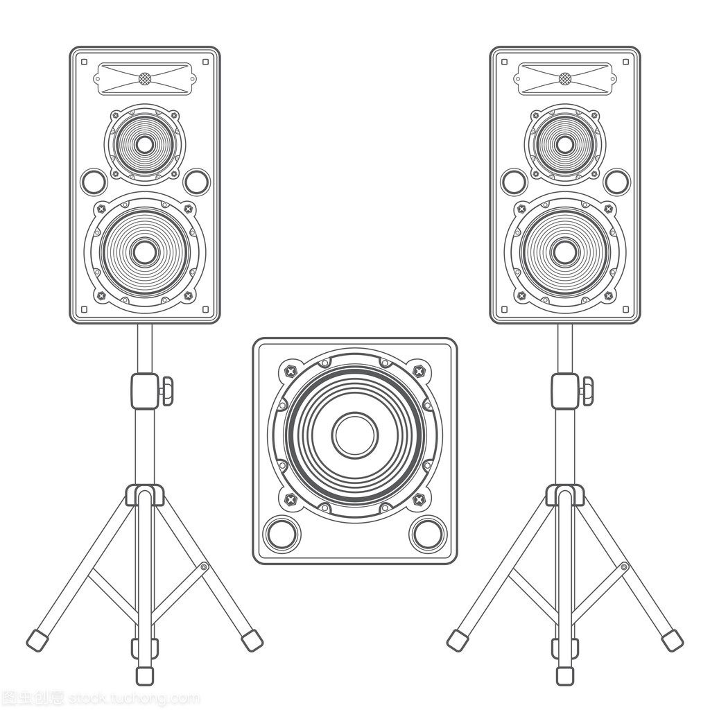 黑暗轮廓扬声器上看台和低音炮技术图