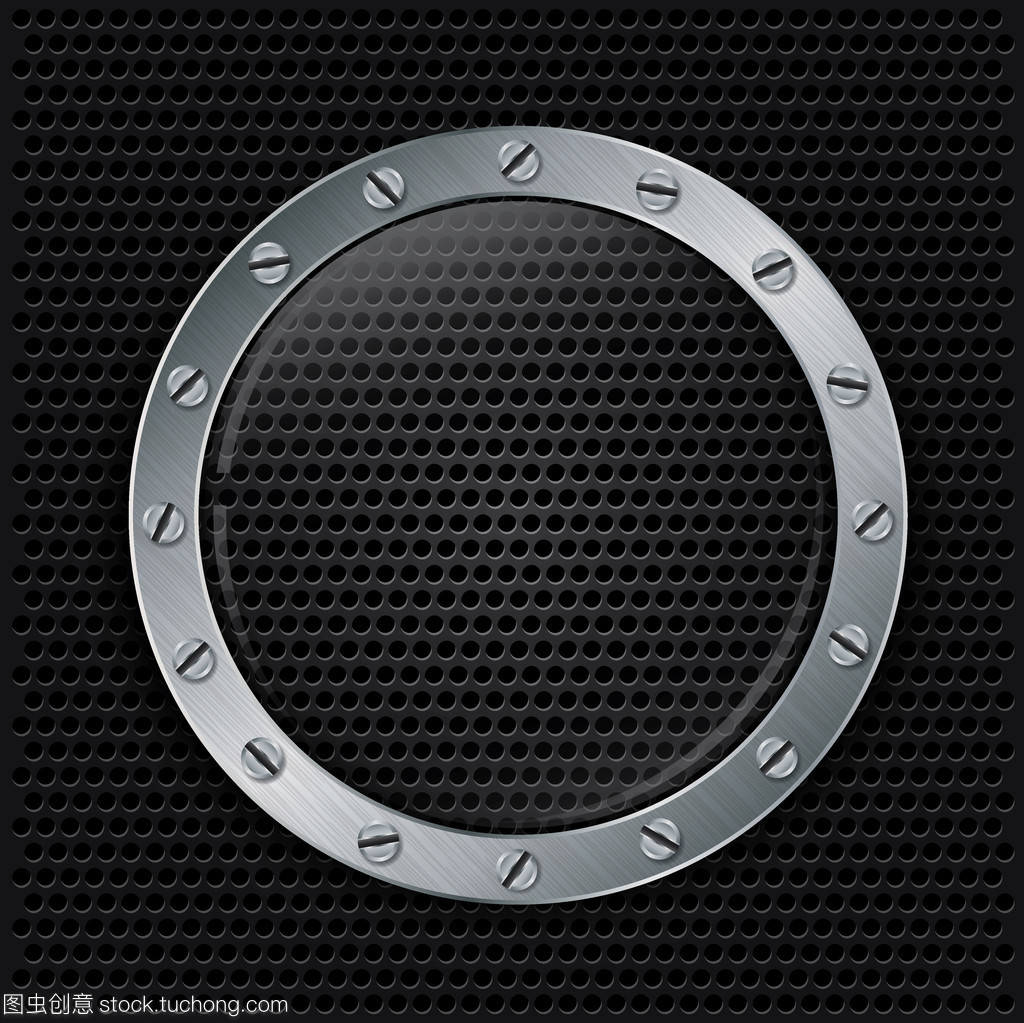 玻璃抽象金属扬声器格栅背景,矢量图上的金属框架中